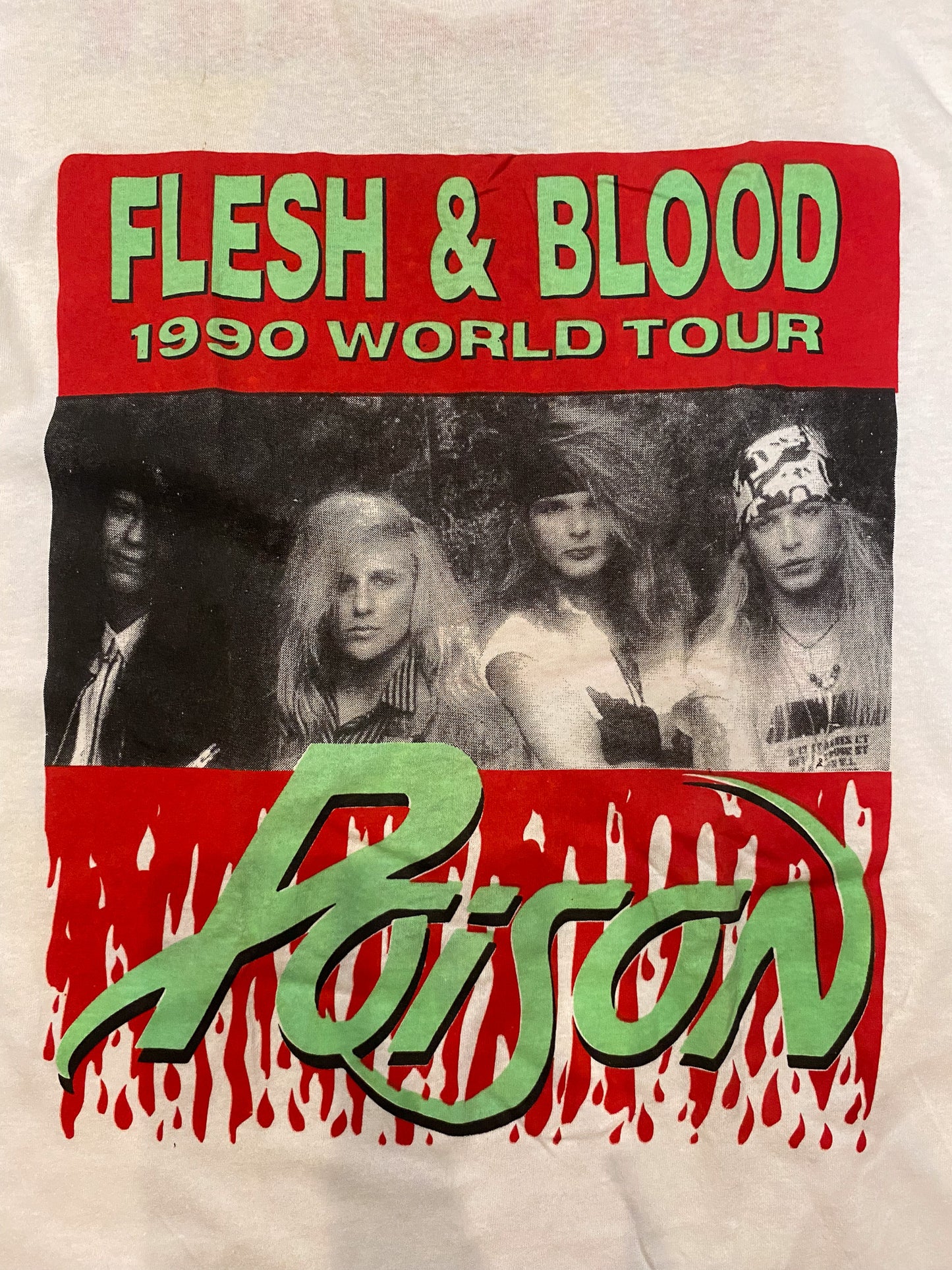 POISON FLESH + BLOOD 1991 VINTAGE DEADSTOCK WORLD TOUR TEE