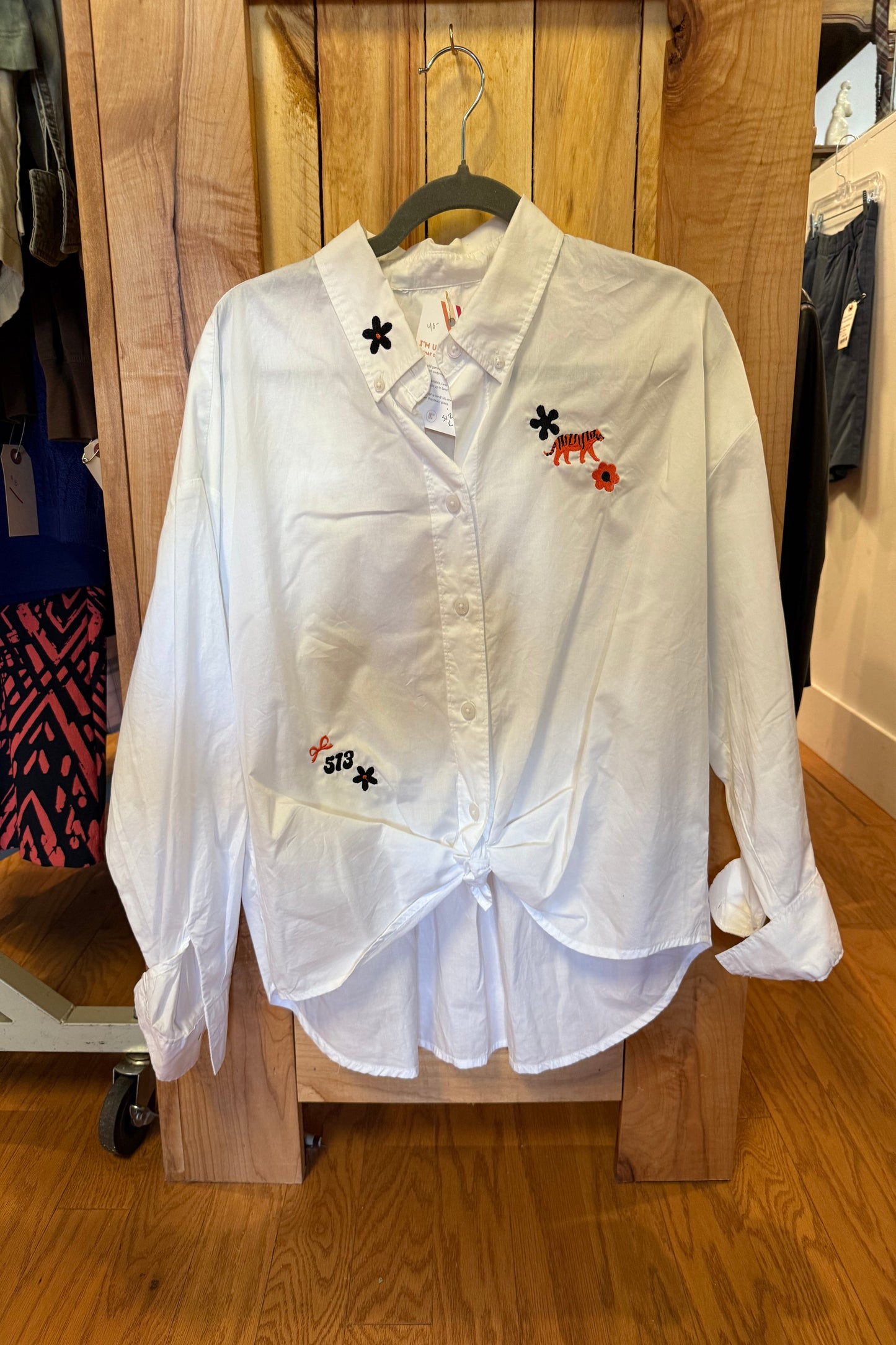 TOLD YA SEW BENGALS LONG-SLEEVED WHITE BLOUSE