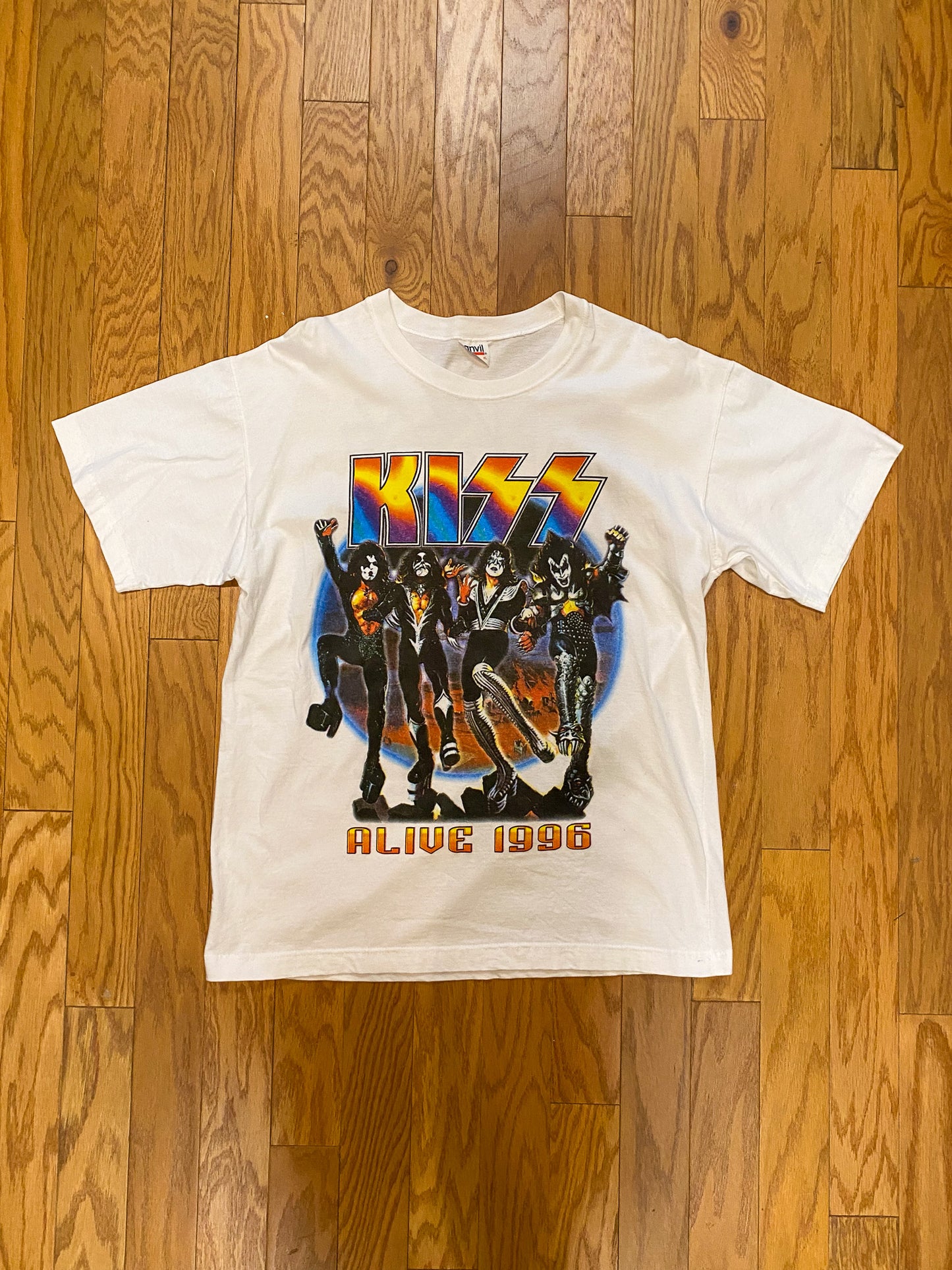 KISS ALIVE WORLDWIDE 1996 RARE VINTAGE DEADSTOCK SINGLE STITCH WHITE TEE