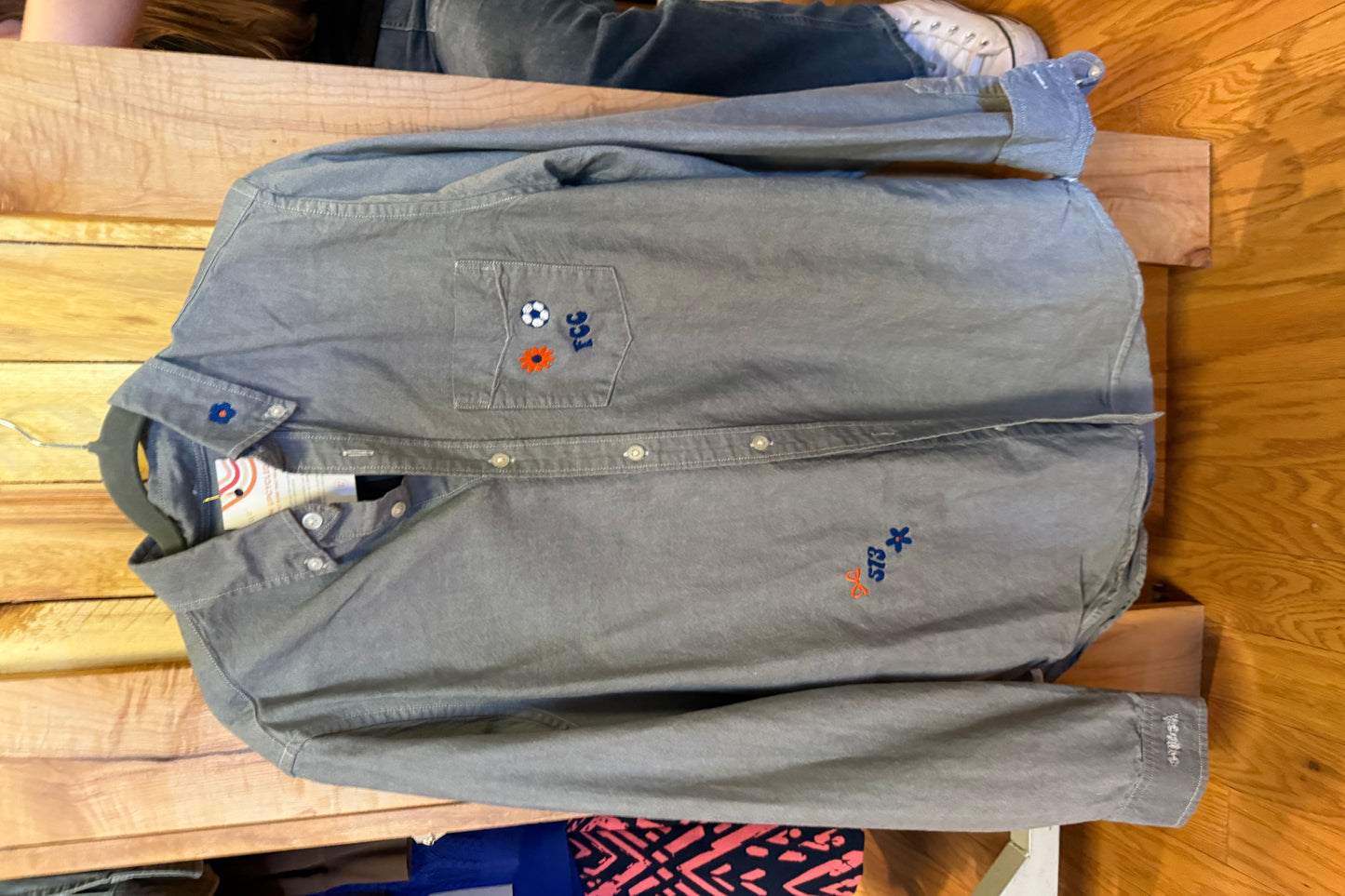 TOLD YA SEW FCC EMBROIDERED LONG-SLEEVED COLLARED SHIRT