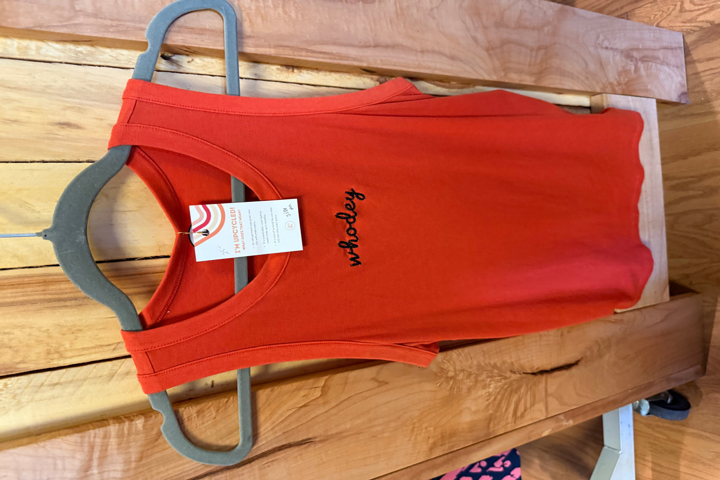 TOLD YA SEW WHODEY EMBROIDERED ORANGE TANK TOP