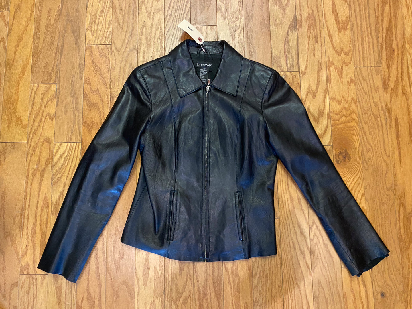 BEBE BLACK LEATHER JACKET + MINI SKIRT SET