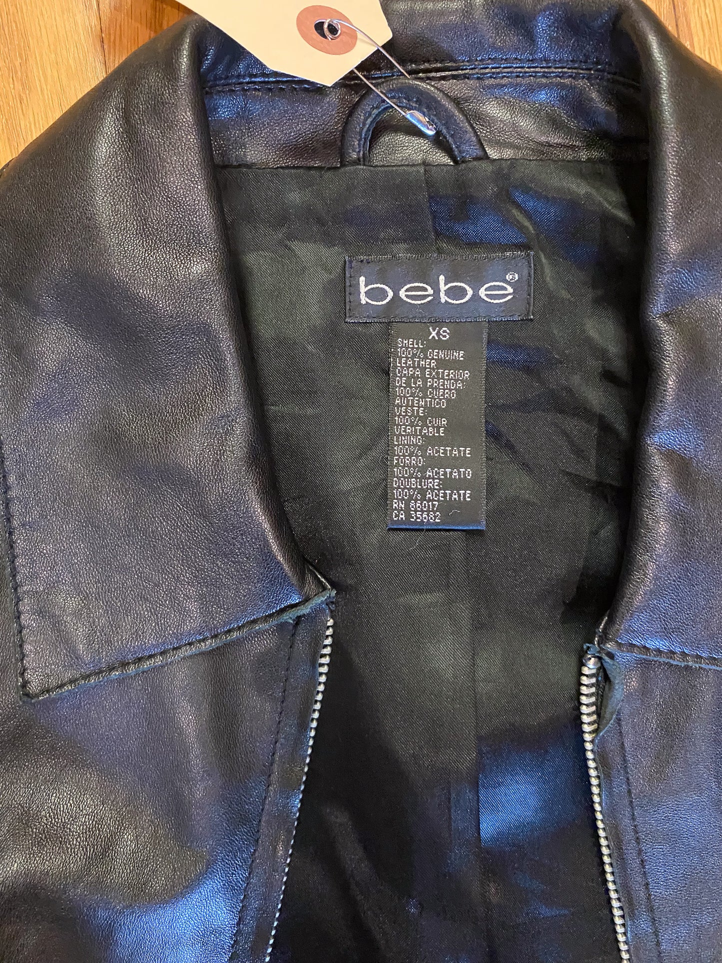 BEBE BLACK LEATHER JACKET + MINI SKIRT SET