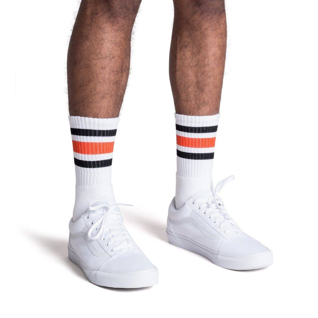 SOCCO Crew | White with Black & Orange Stripes