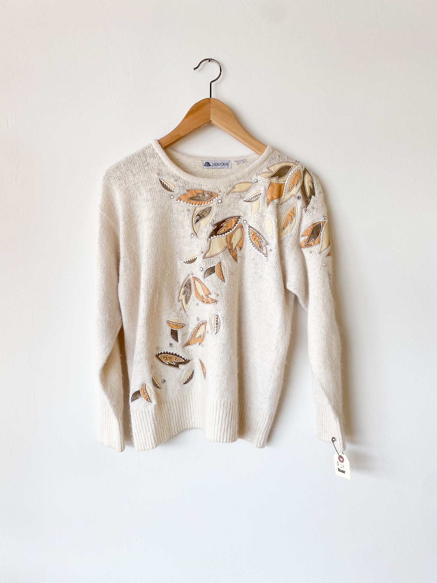 VINTAGE JARROD'S WHITE EMBELLISHED SWEATER