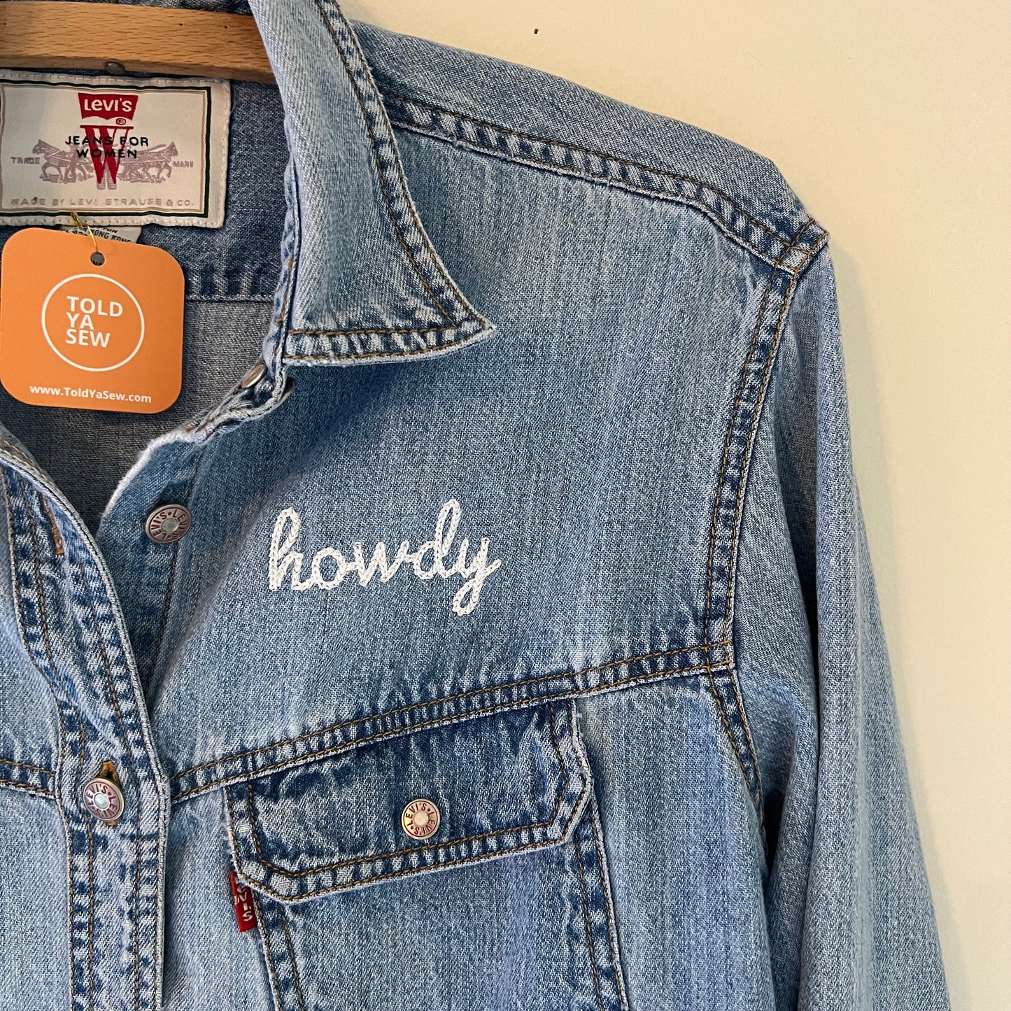 TOLD YA SEW LEVI's "HOWDY" EMBROIDERED DENIM SHIRT