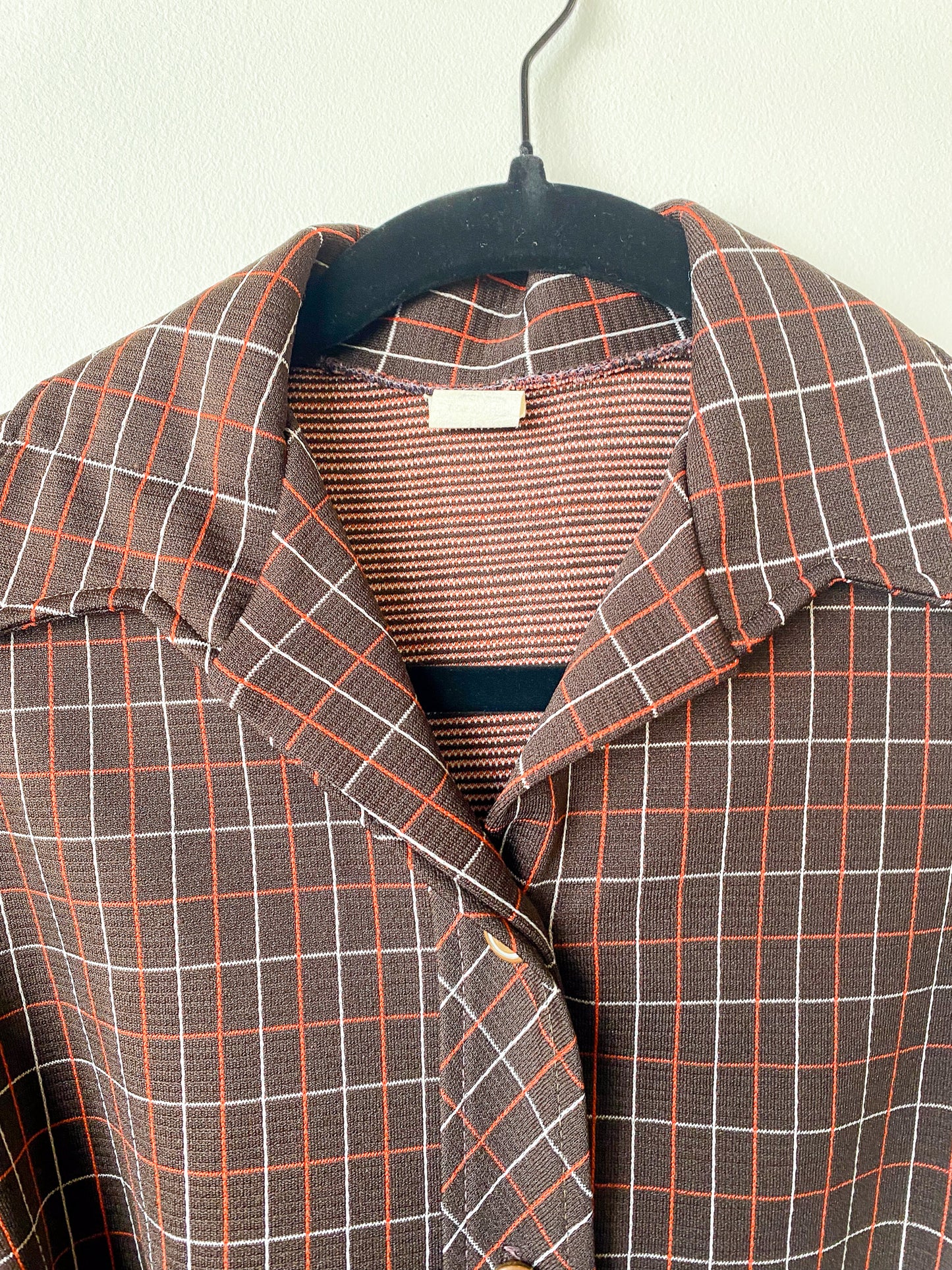 VINTAGE 70'S BROWN PLAID SHIRT JACKET