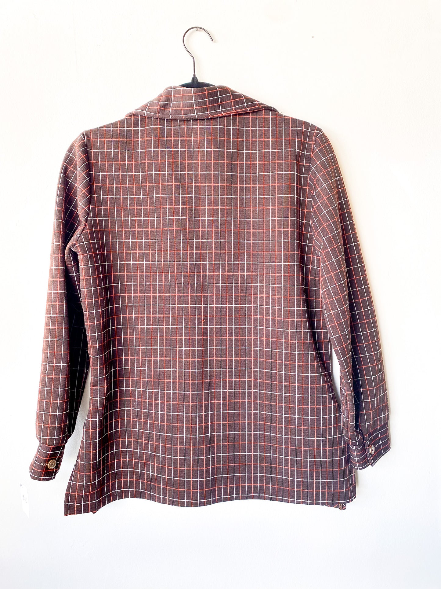 VINTAGE 70'S BROWN PLAID SHIRT JACKET