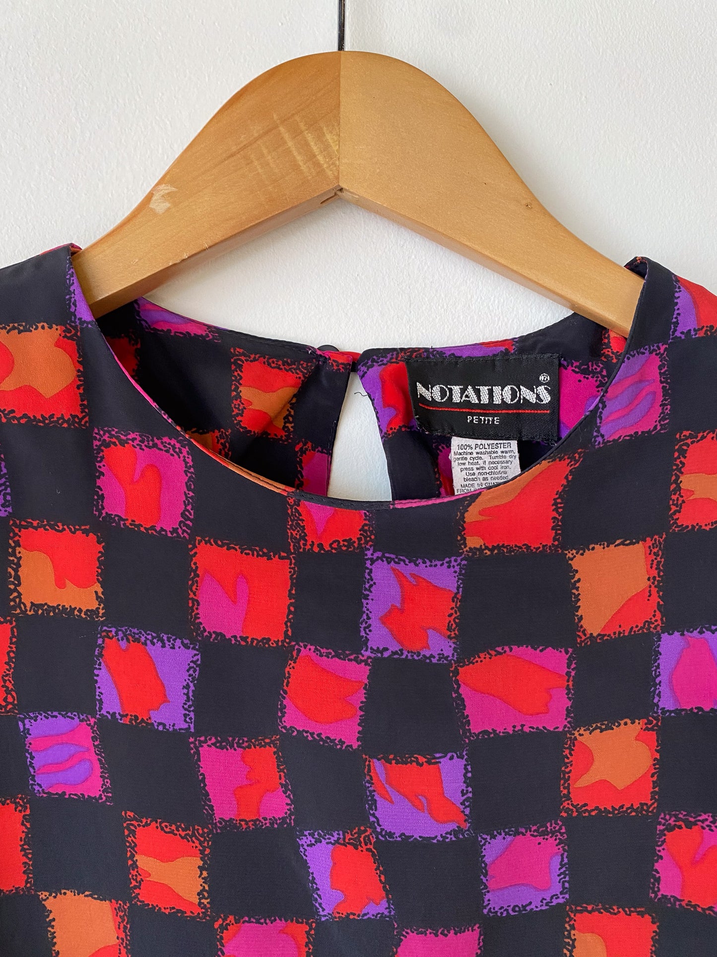 VINTAGE NOTATIONS 80'S BLACK CHECKERED BLOUSE