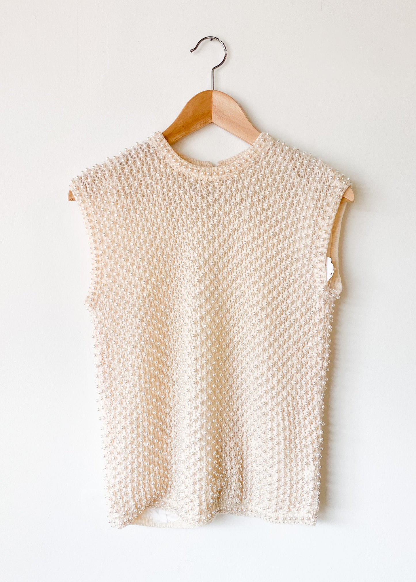 VINTAGE CREME BEADED SWEATER VEST