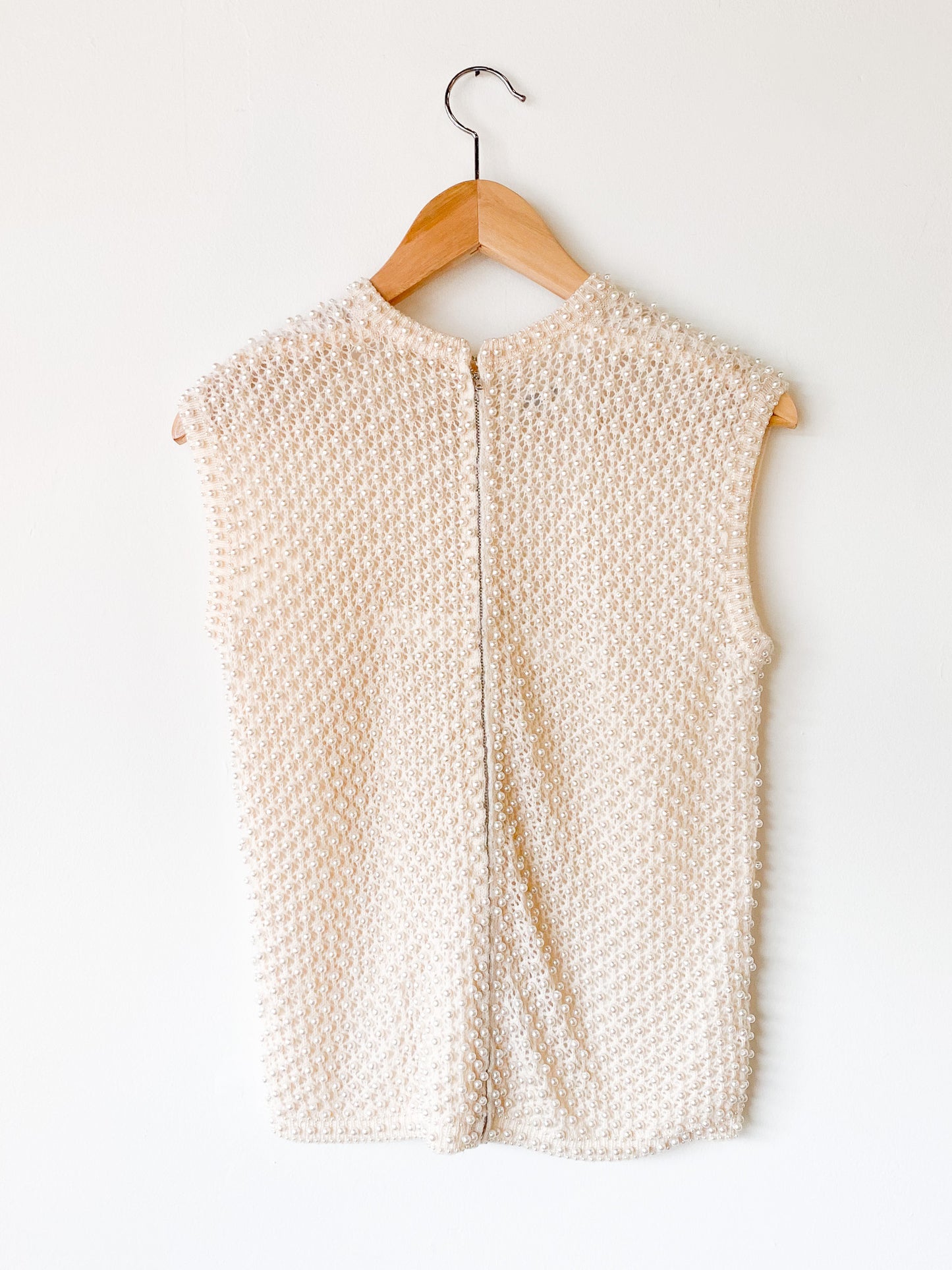 VINTAGE CREME BEADED SWEATER VEST