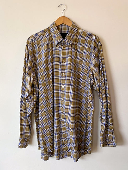 SCOTT BARBER PLAID DRESS SHIRT