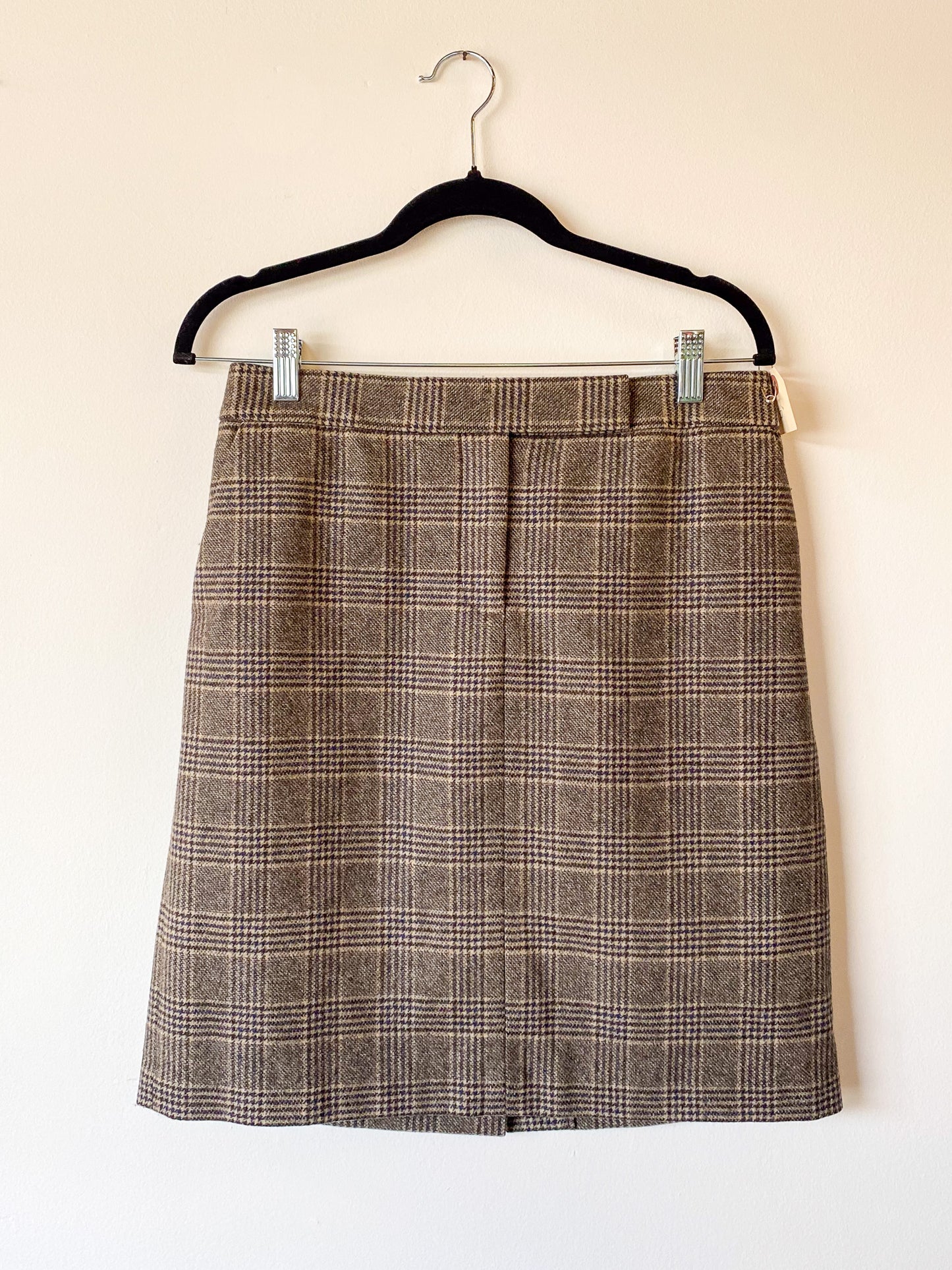 BROWN PLAID WOOL MINI