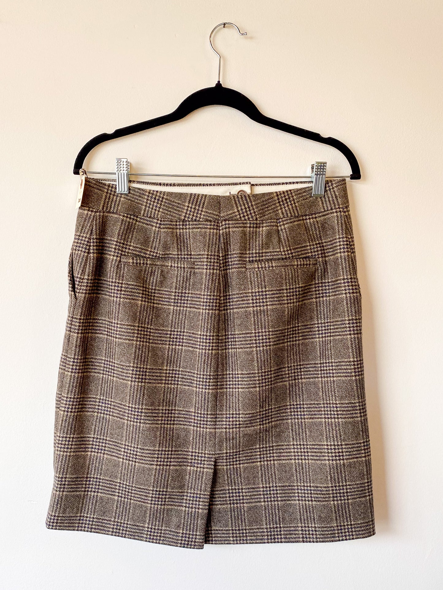 BROWN PLAID WOOL MINI