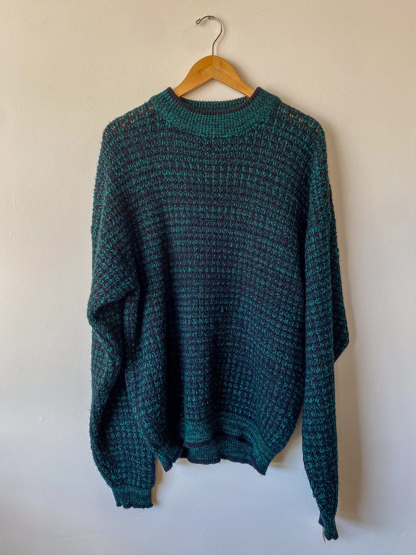 VINTAGE OVERSIZED STREET CLOSED 90'S GREEN + BLACK SWEATER