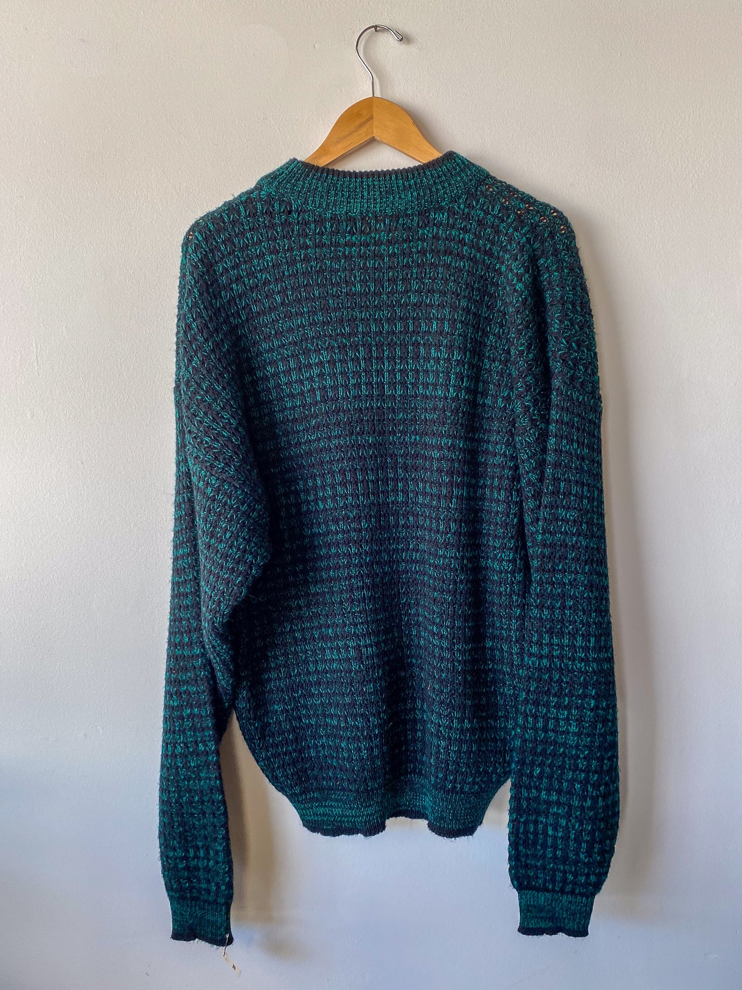 VINTAGE OVERSIZED STREET CLOSED 90'S GREEN + BLACK SWEATER