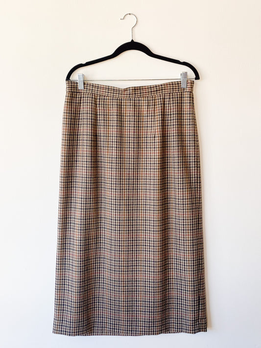 VINTAGE EMBASSY ROW II PLAID WOOL PENCIL SKIRT