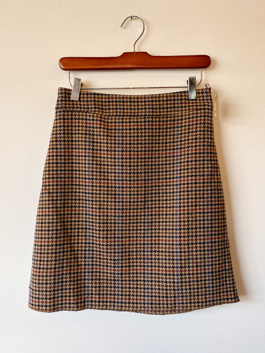 J.CREW HOUNDSTOOTH WOOL MINI SKIRT