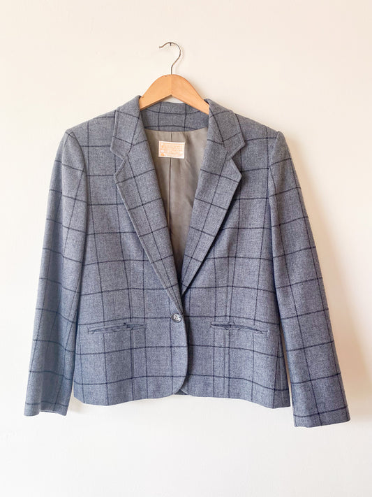 VINTAGE PENDLETON WINDOW PANE PLAID WOOL 2 PC SUIT