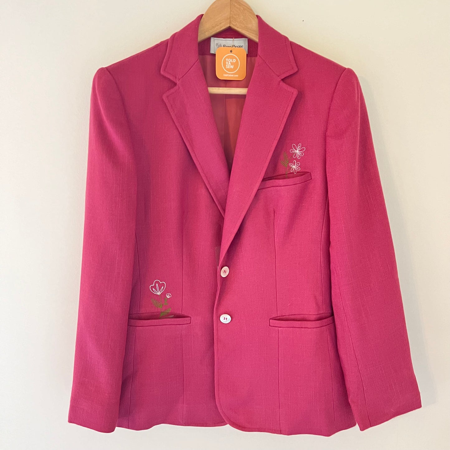 TOLD YA SEW EMBROIDERED FLORAL PINK BLAZER