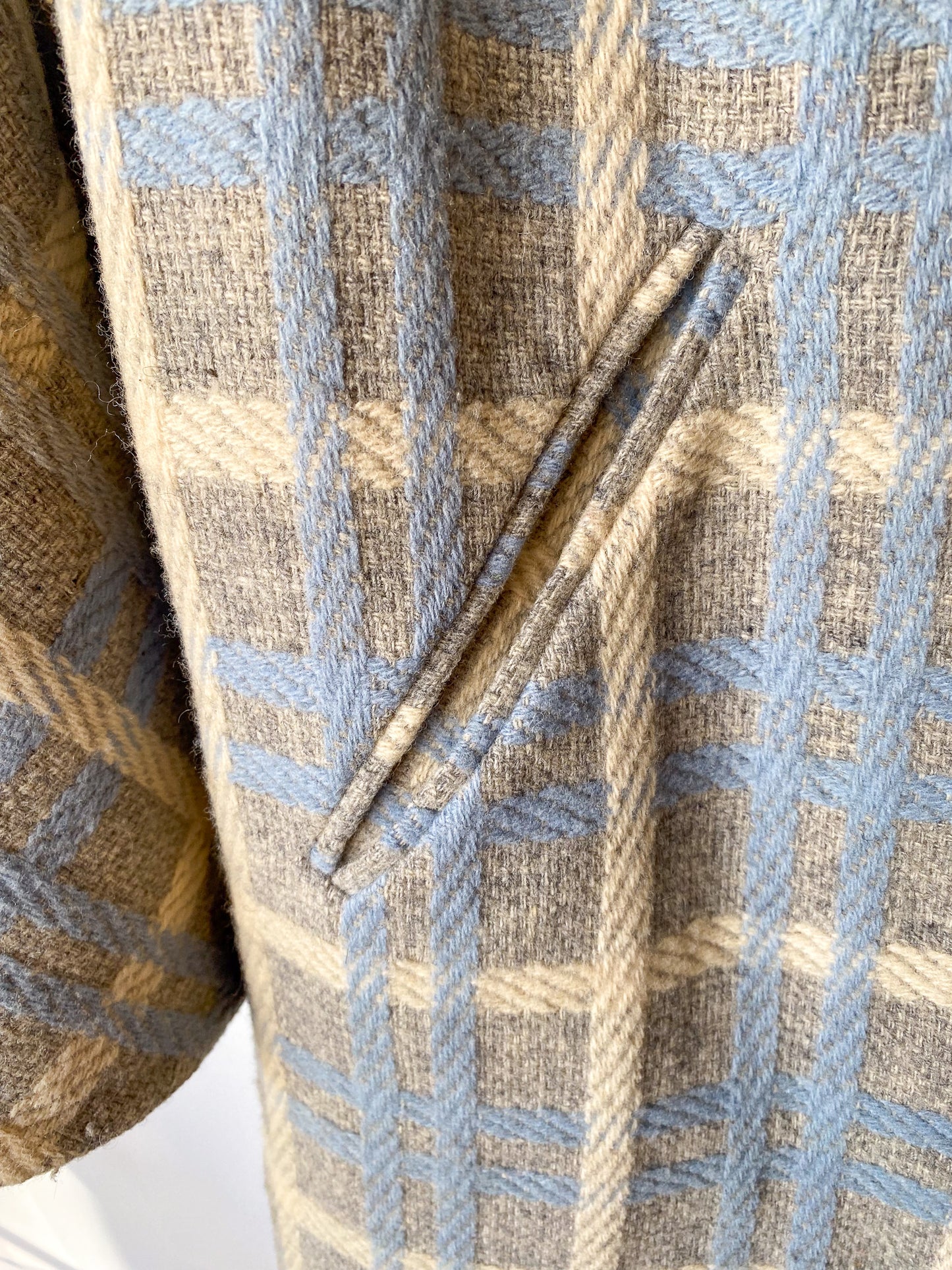 VINTAGE BELL SLEEVE PLAID PEA COAT