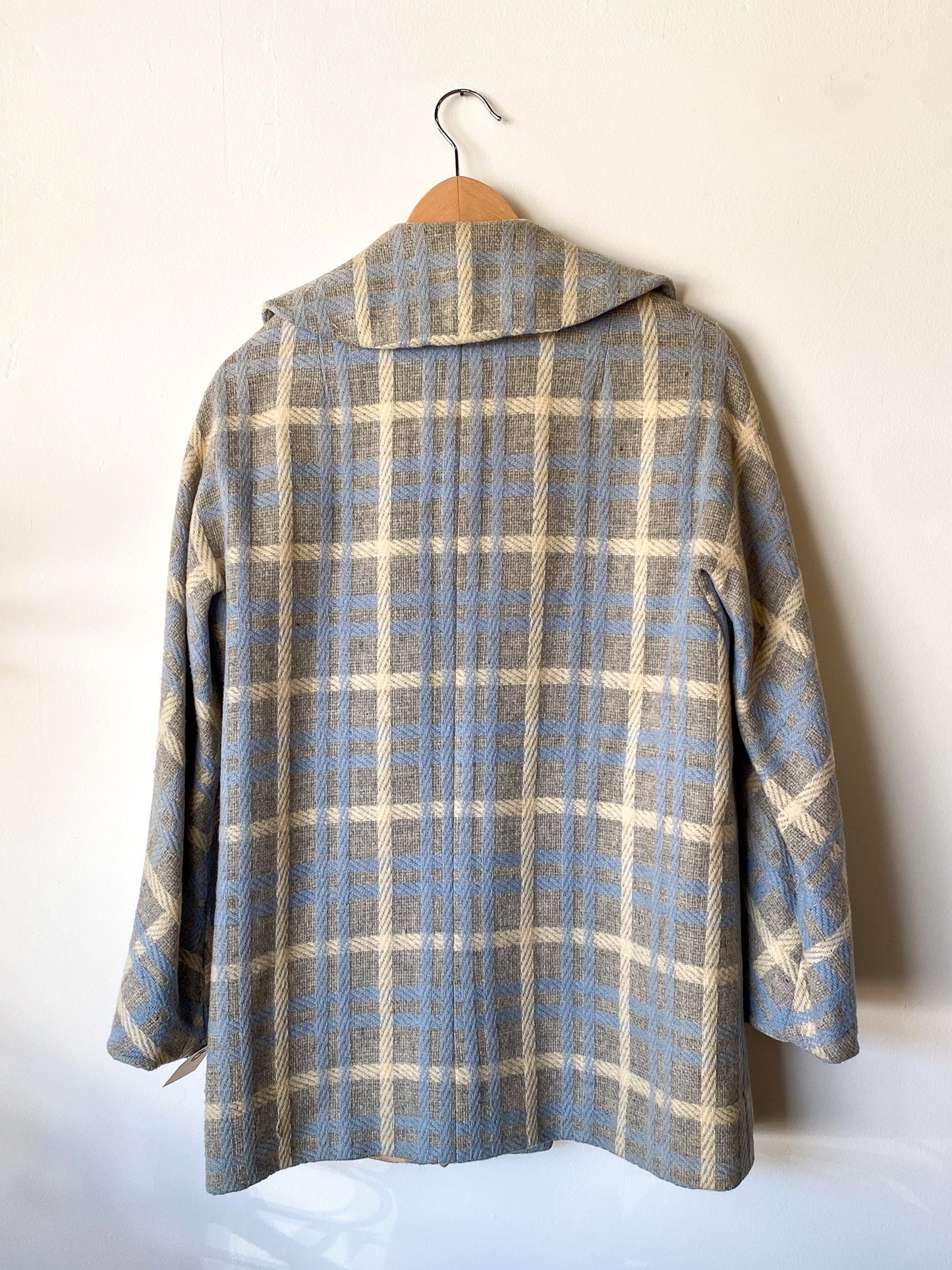 VINTAGE BELL SLEEVE PLAID PEA COAT