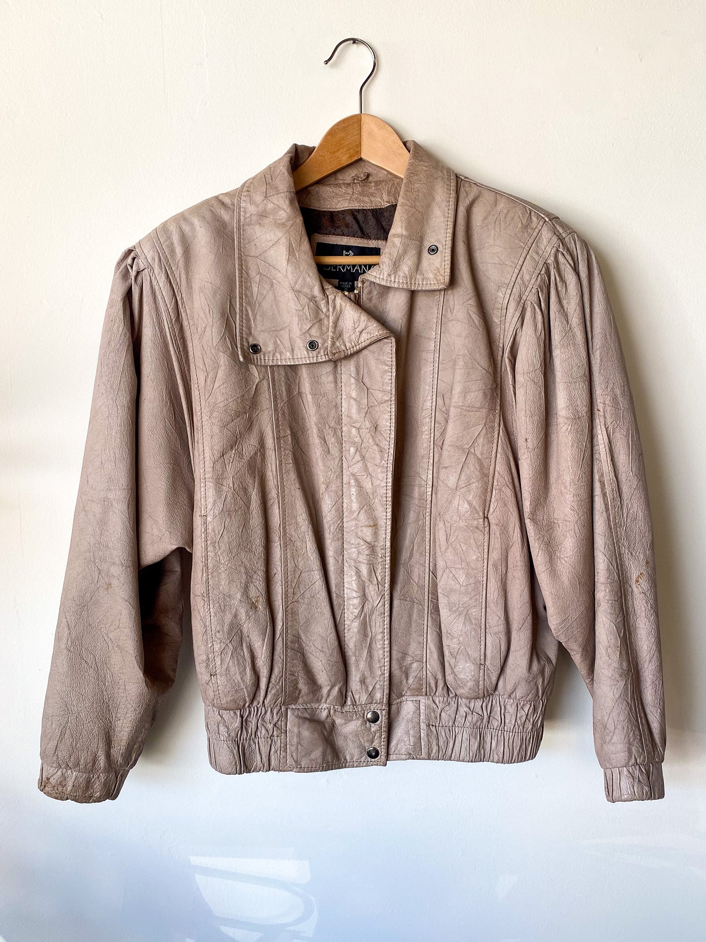 VINTAGE BERMANS 80'S LEATHER BOMBER JACKET