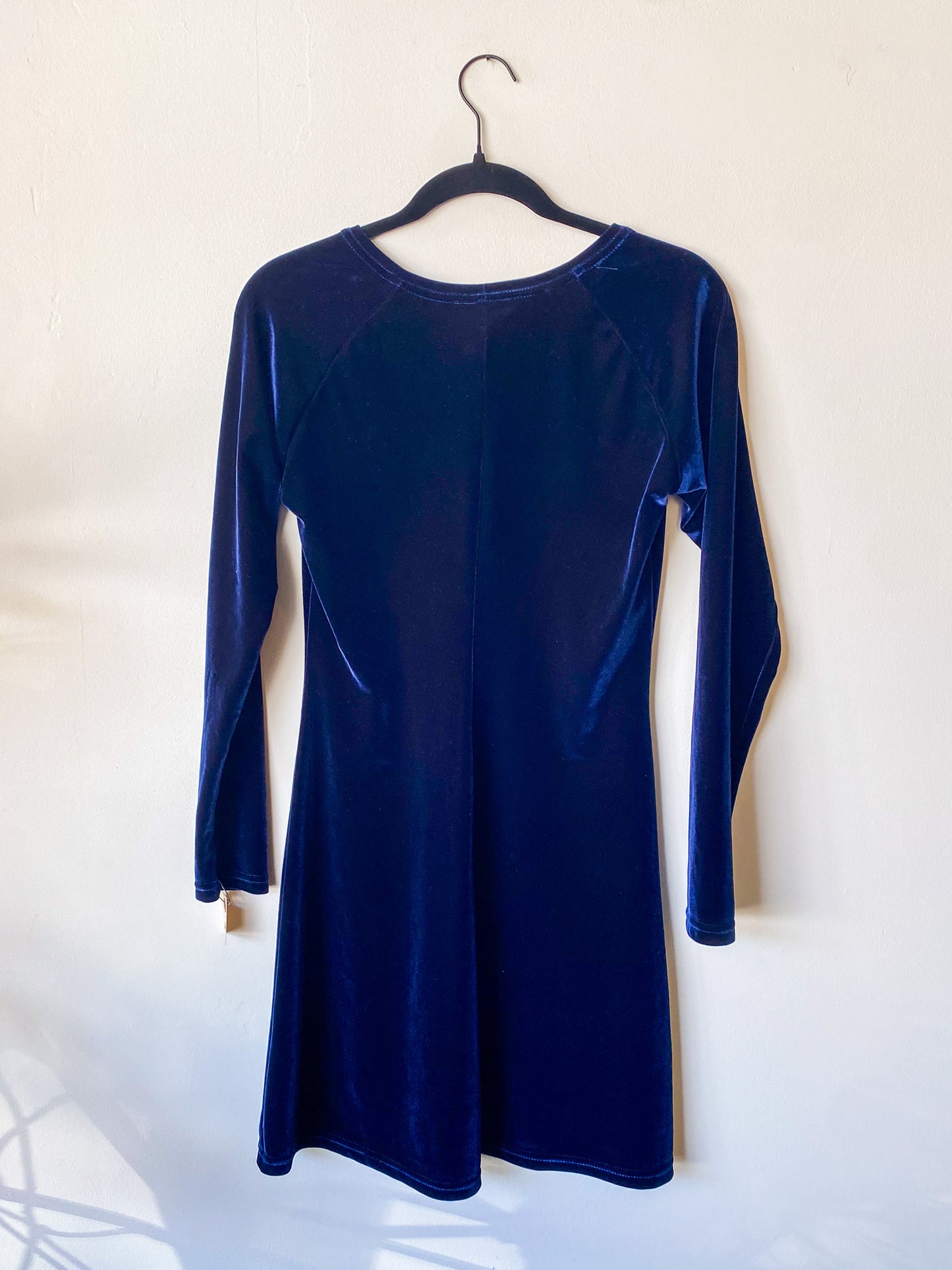 VINTAGE MODA INTL BLUE VELVET MINI DRESS