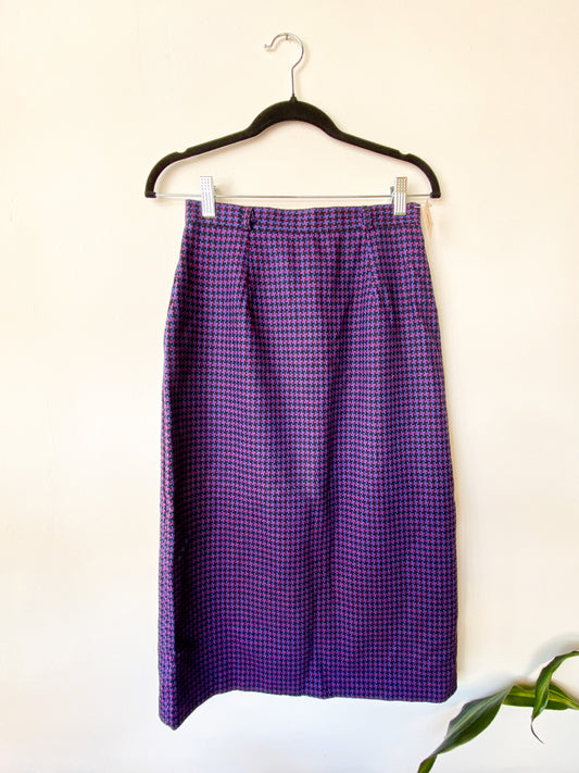 VINTAGE ERMANE HOUNDSTOOTH WOOL PENCIL SKIRT