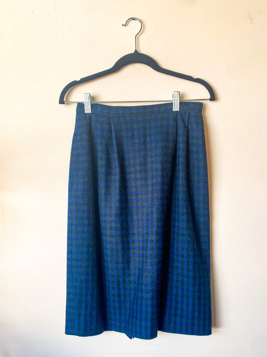 VINTAGE PLAID MULTI WOOL ALINE SKIRT