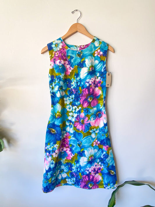 VINTAGE CHANNEL 1 BY BILL SIMS 1960'S FLORAL SHEATH DRESS