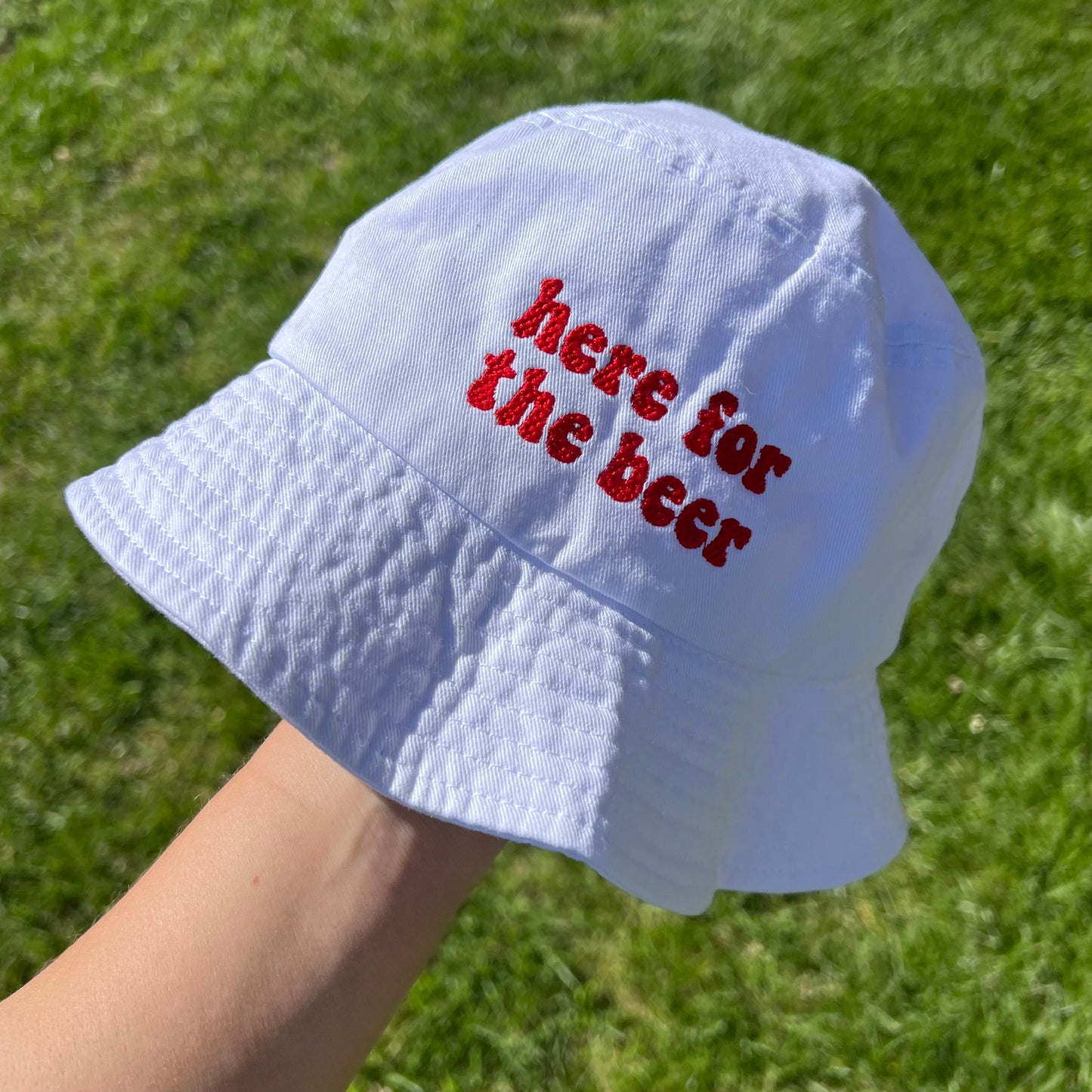 TOLD YA SEW "HERE FOR THE BEER" EMBROIDERED BUCKET HAT