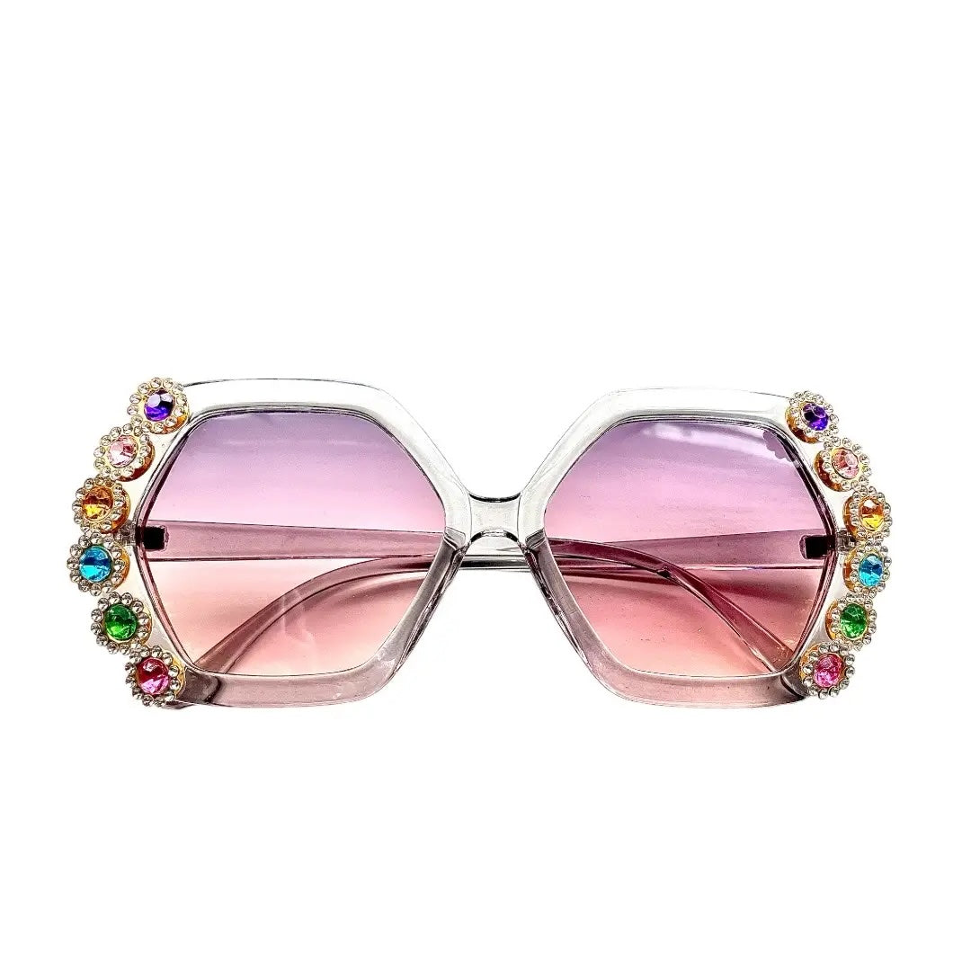 QUEEN OF GEMS GEOMETRIC WOMENS SUNGLASSES