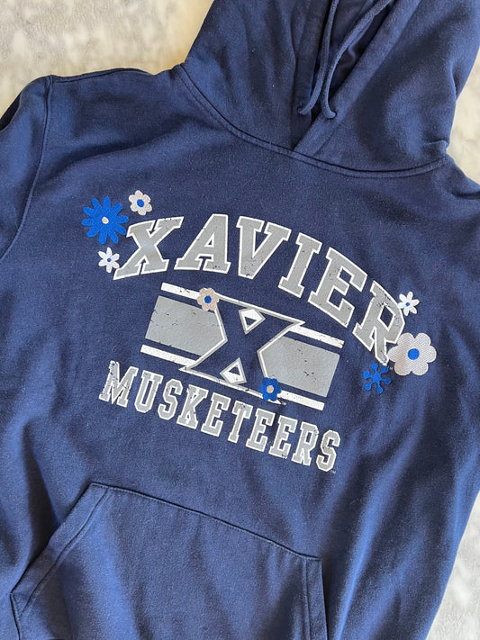 TOLD YA SEW XAVIER MUSKETEERS EMBROIDERED FLOWERS HOODIE