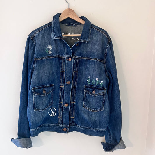 TOLD YA SEW PEACE SIGN DENIM JACKET