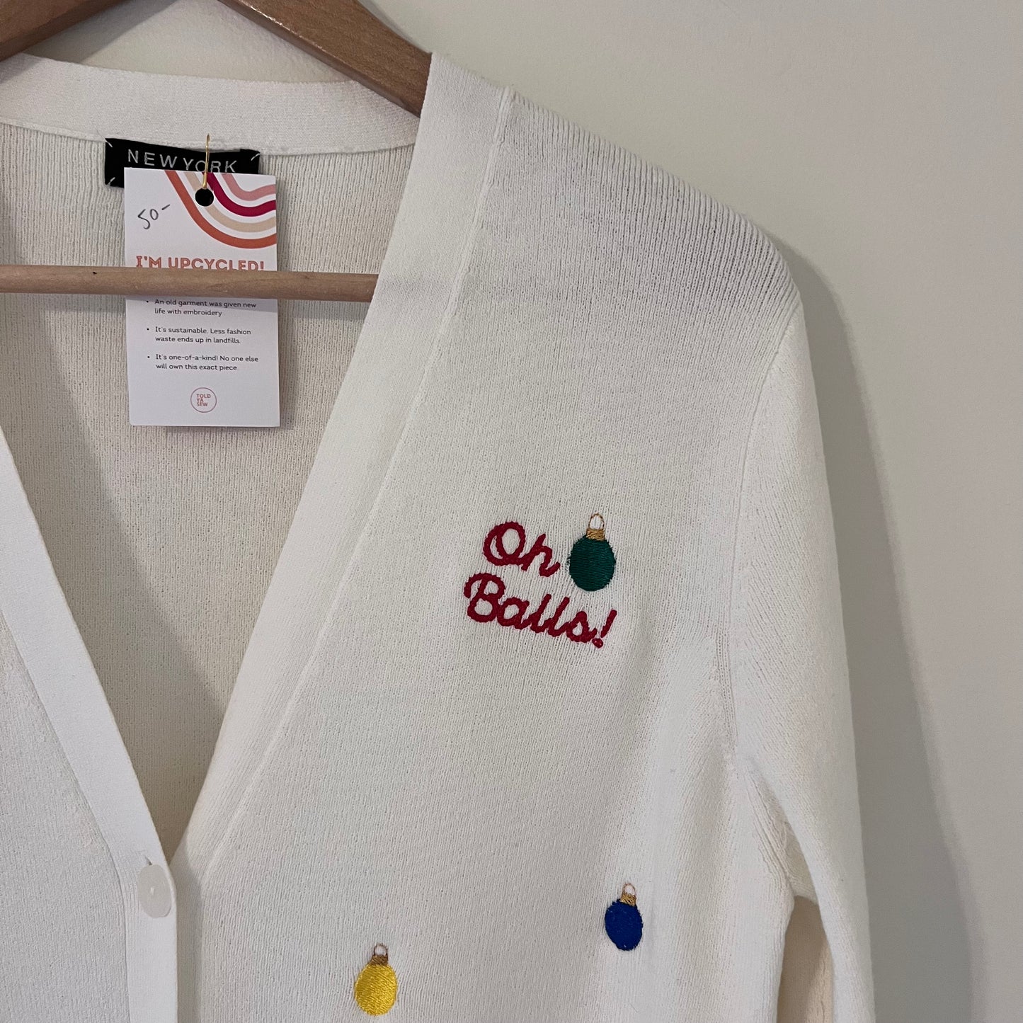 TOLD YA SEW "OH BALLS" EMBROIDERED CARDIGAN