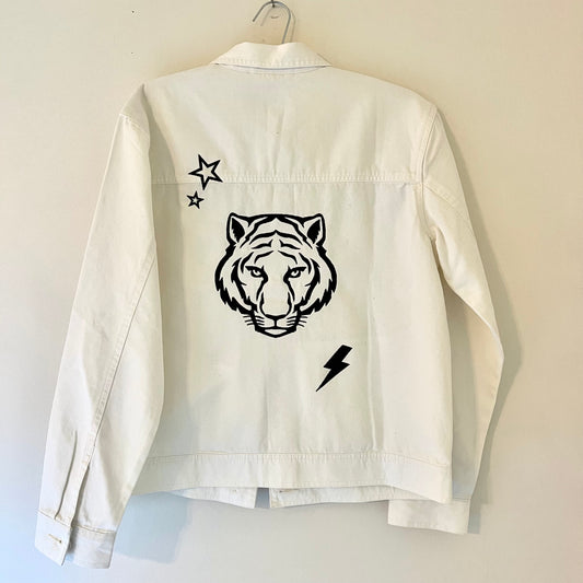 TOLD YA SEW WHITE TIGER EMBROIDERED VANS JACKET