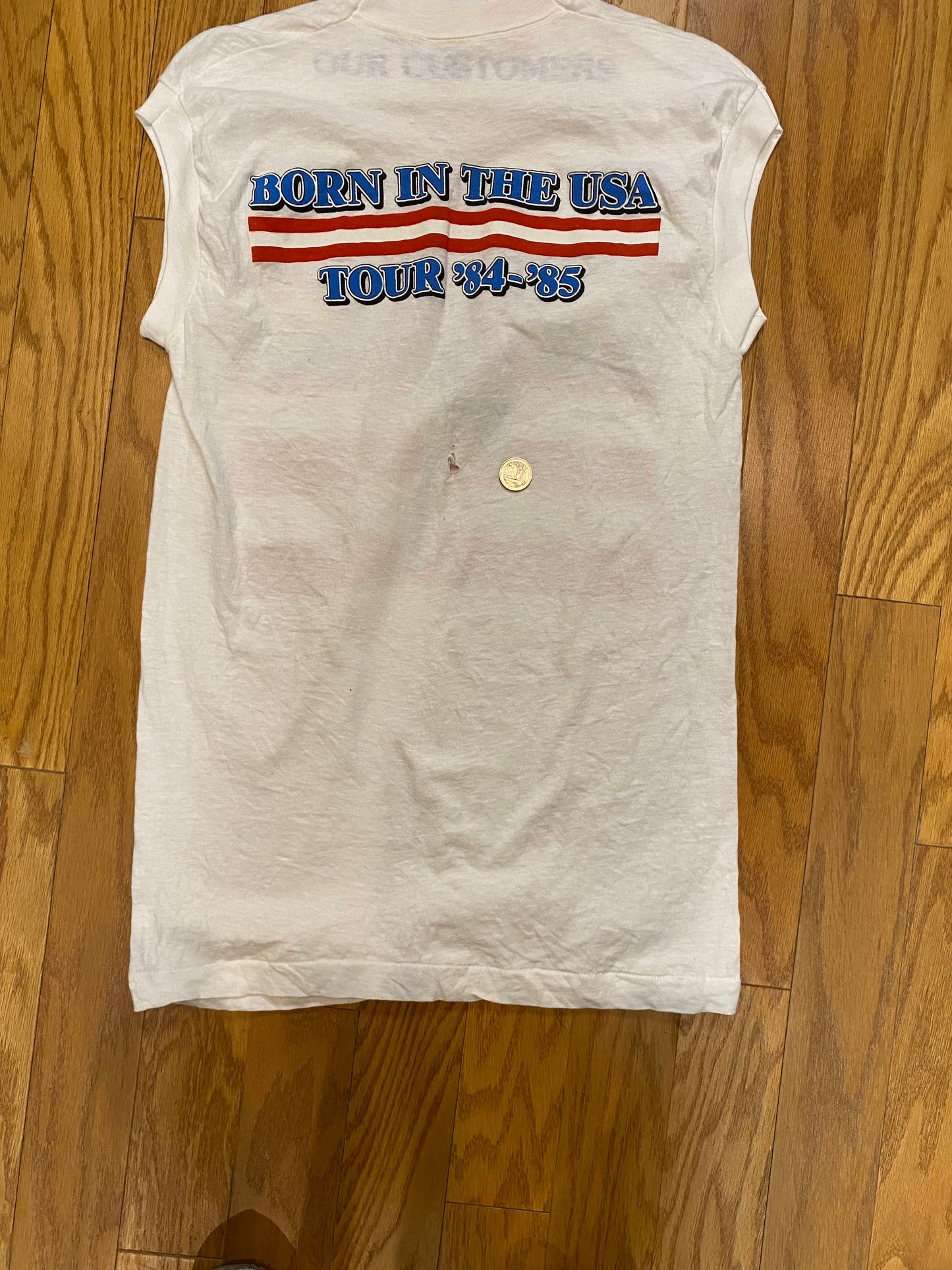 BRUCE SPRINGSTEEN DEADSTOCK VINTAGE BORN IN THE USA 1984 SLEEVELESS TOUR TEE