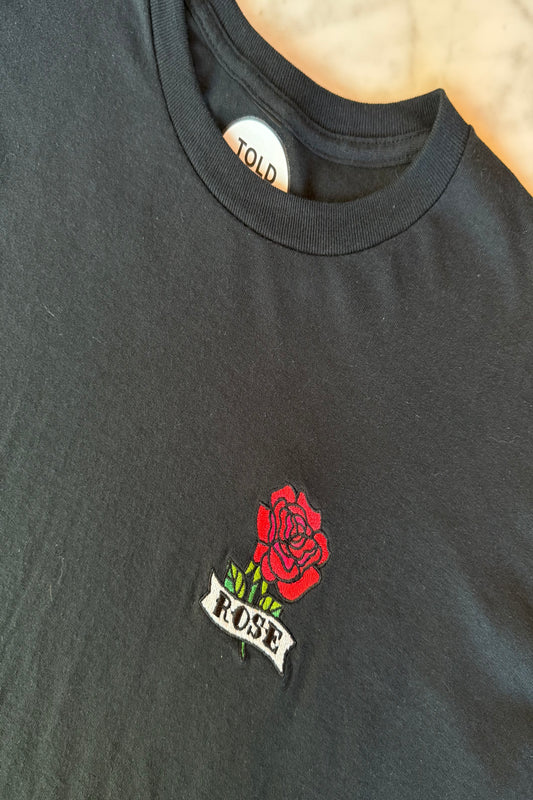 TOLD YA SEW ROSE EMBROIDERED T-SHIRT