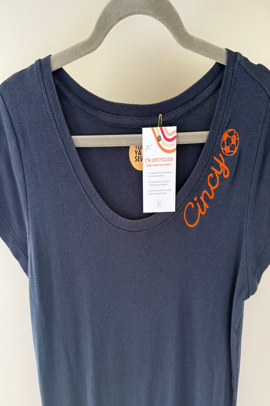TOLD YA SEW CINCY - FC CINCY NAVY SCOOP NECK SHORT-SLEEVE SHIRT