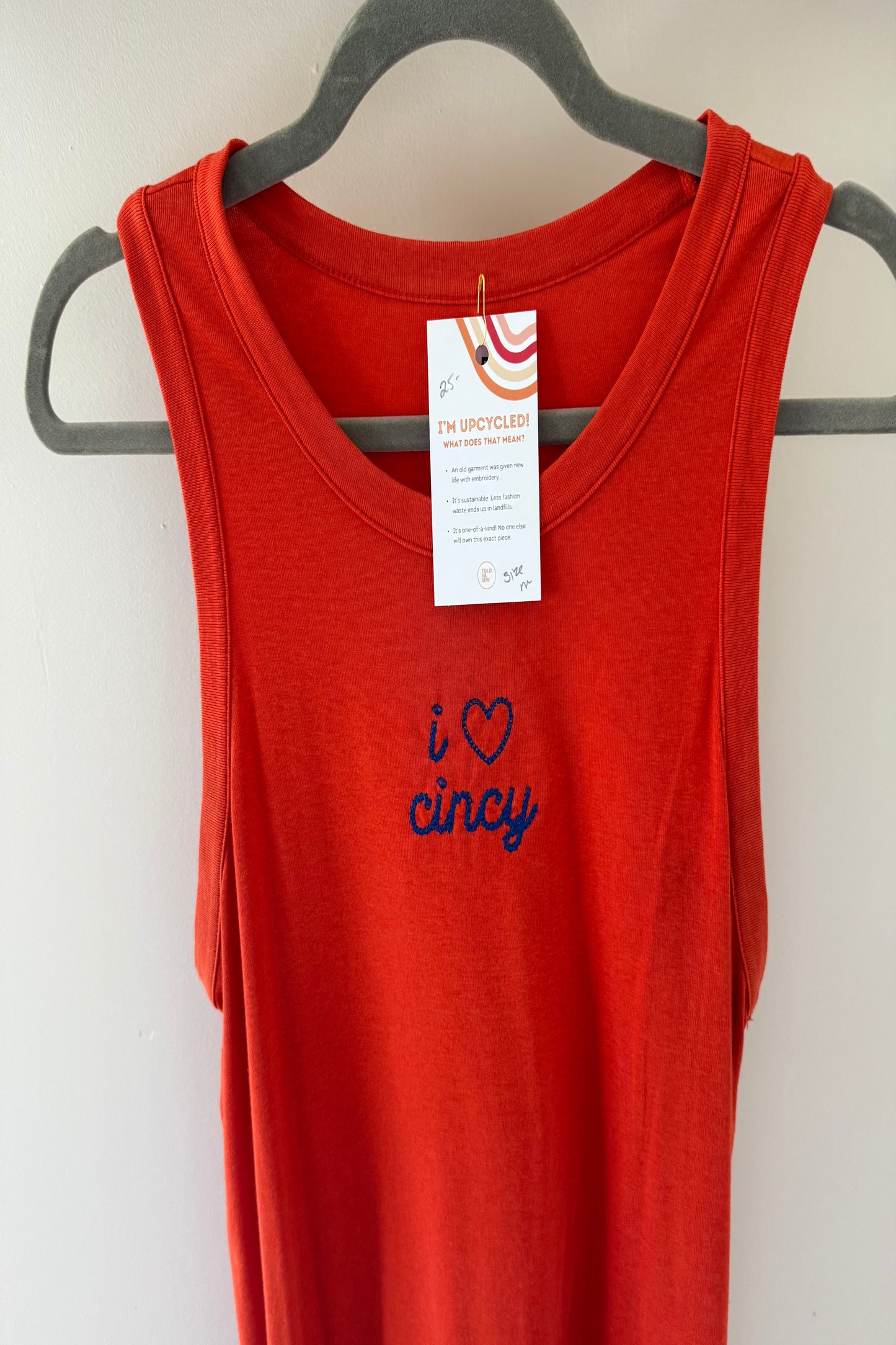 TOLD YA SEW "I LOVE CINCY" FC CINCY ORANGE TANK TOP