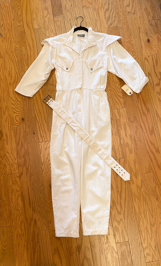 VTG 80's LT PINK JUMPSUIT WITH BELT