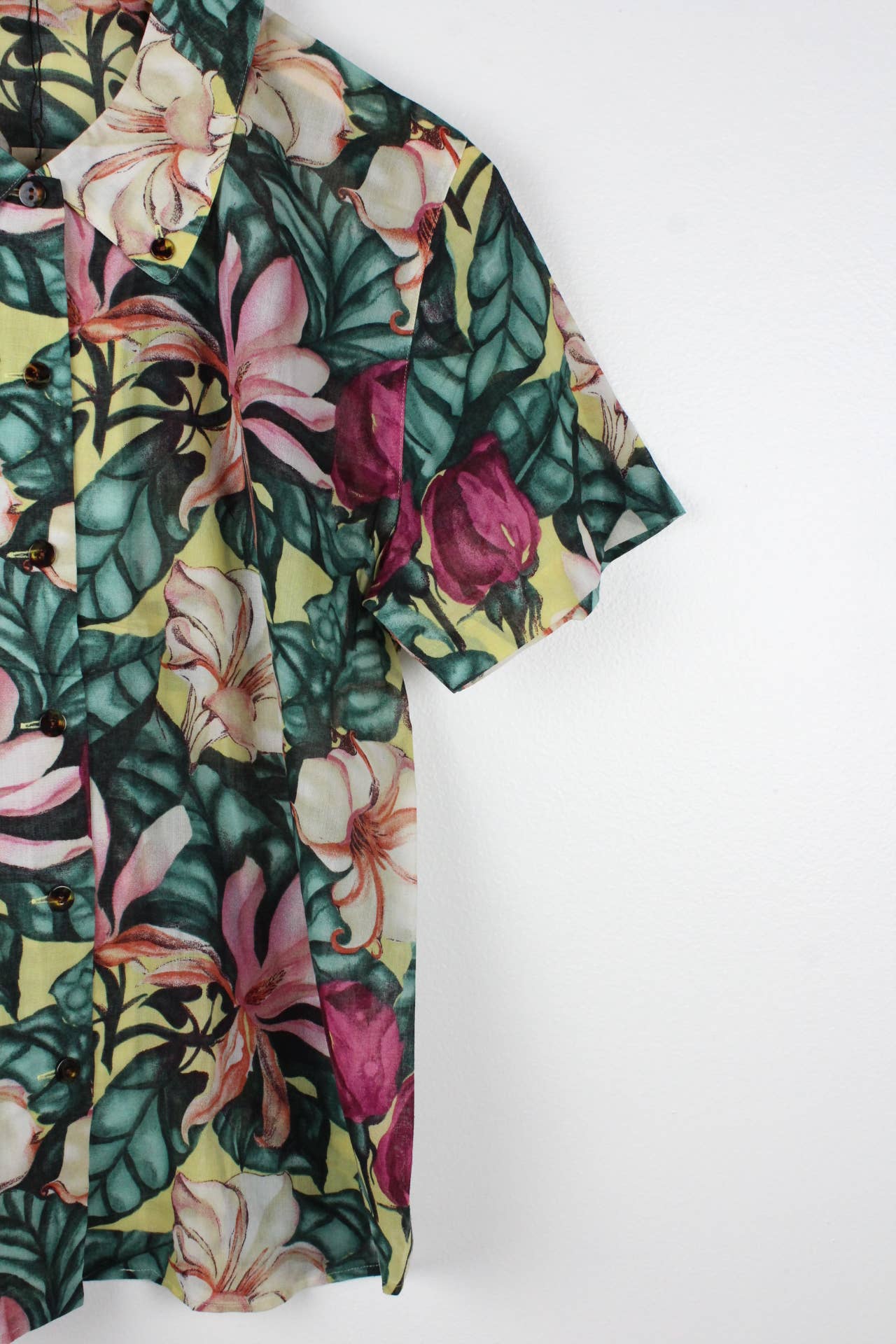 Sun's Out Vintage Short-Sleeve Button Up Blouse - Original Length