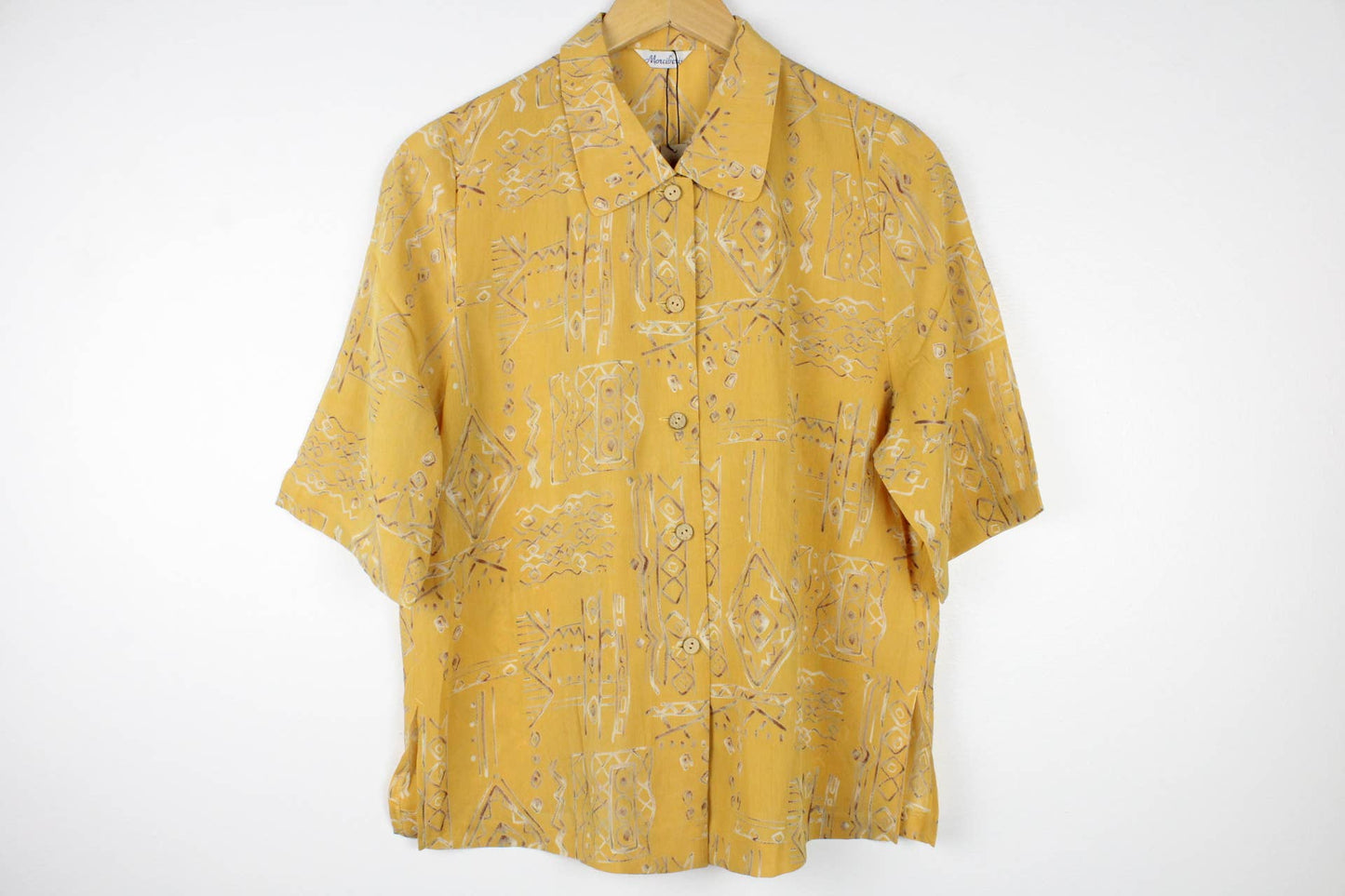 Sun's Out Vintage Short-Sleeve Button Up Blouse - Original Length