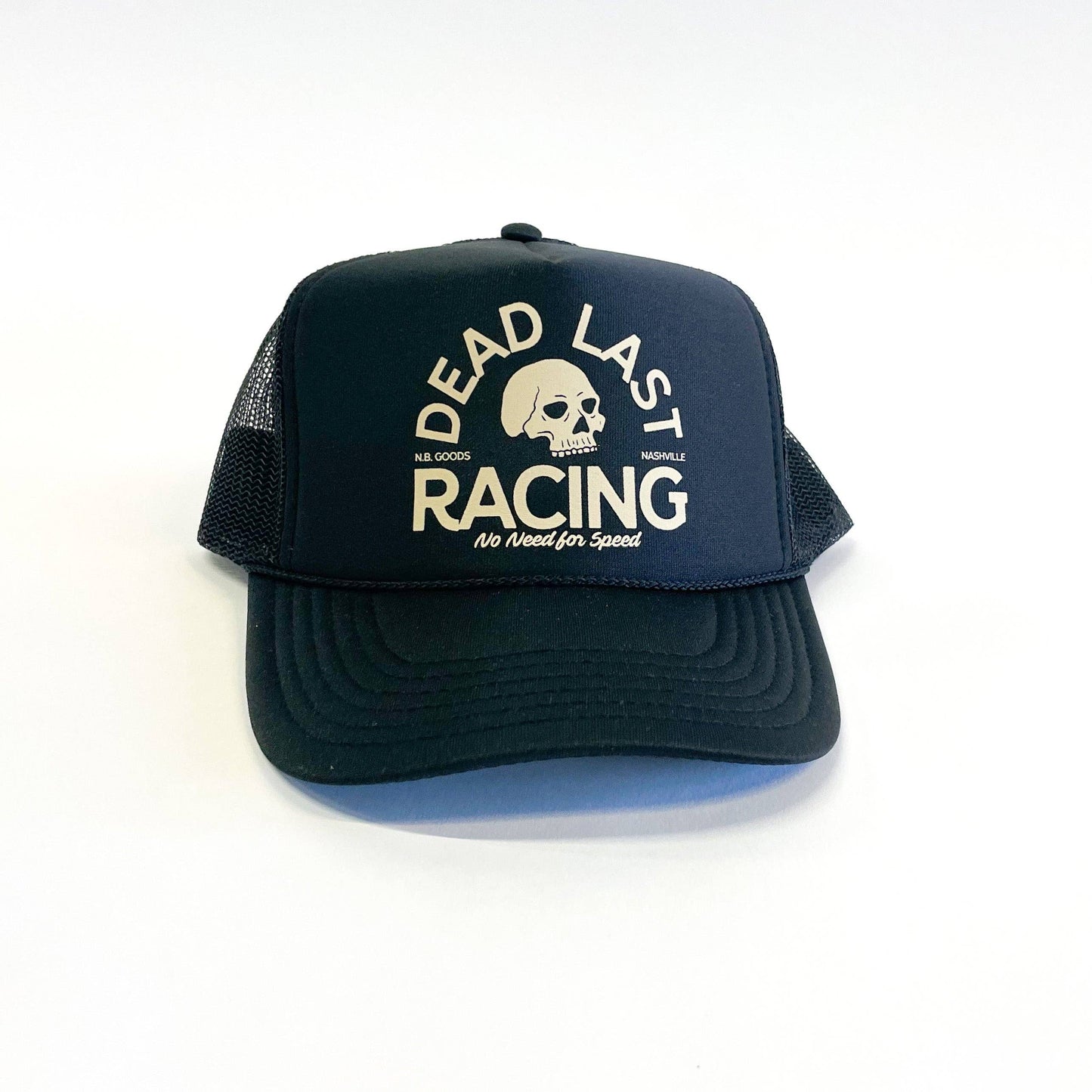 RACING SKULL RETRO FOAM TRUCKER HAT