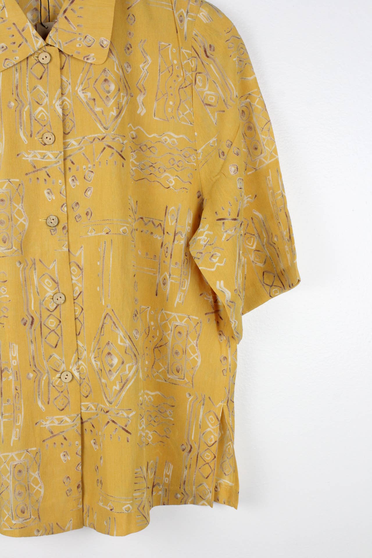 Sun's Out Vintage Short-Sleeve Button Up Blouse - Original Length