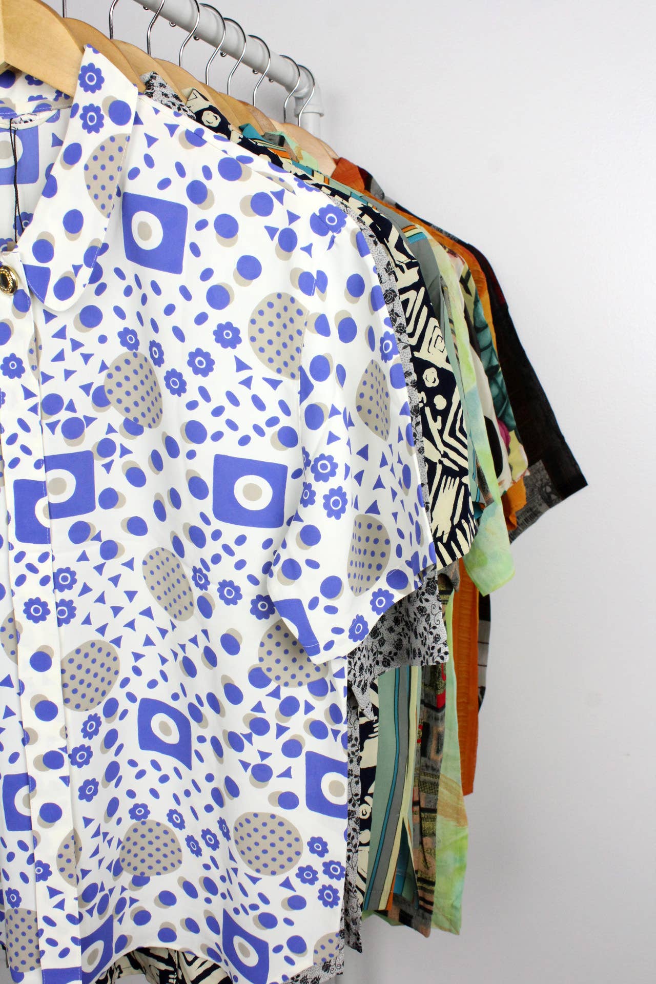 Sun's Out Vintage Short-Sleeve Button Up Blouse - Original Length