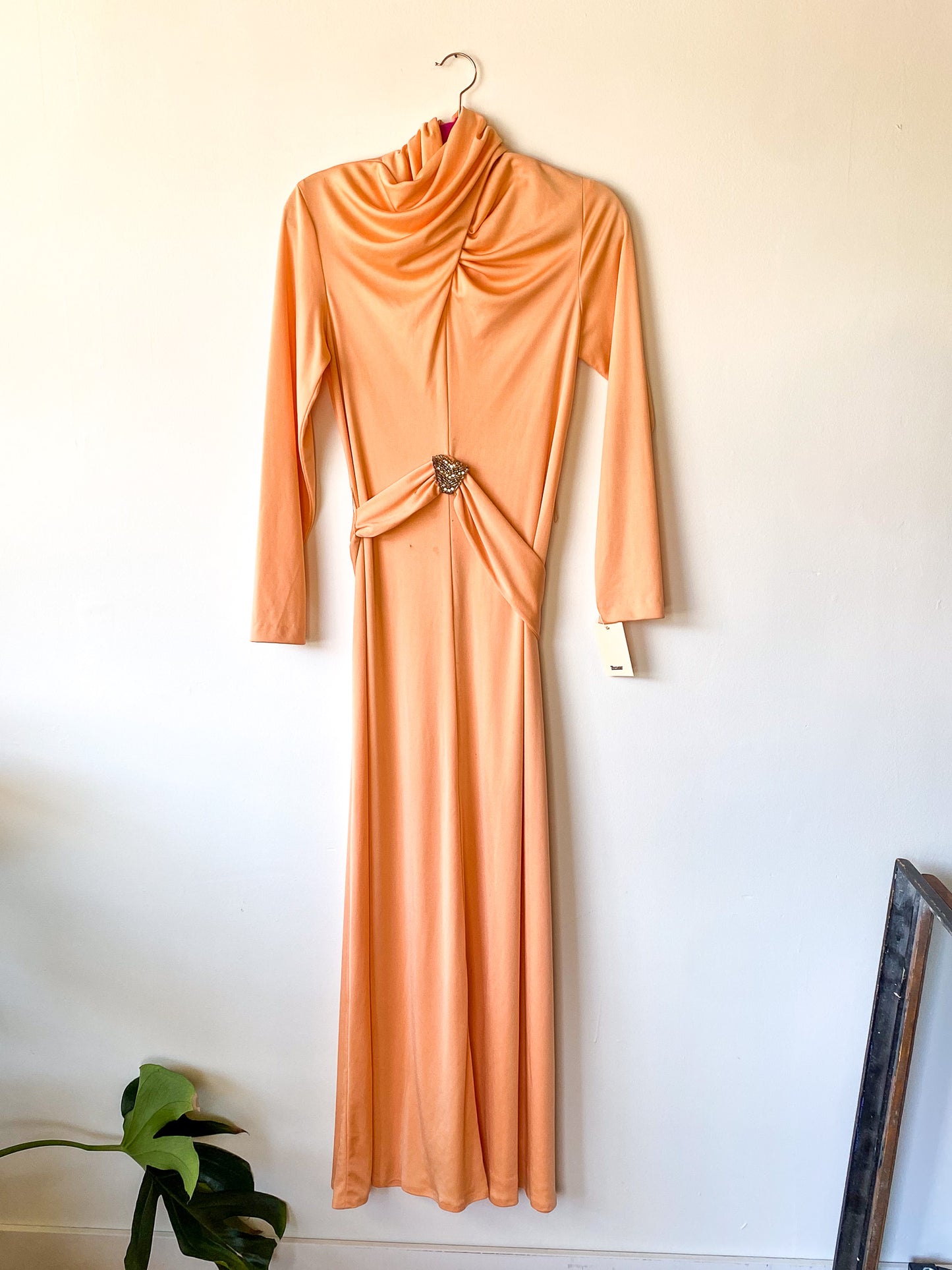 VINTAGE PEACH 70'S DISCO GOWN