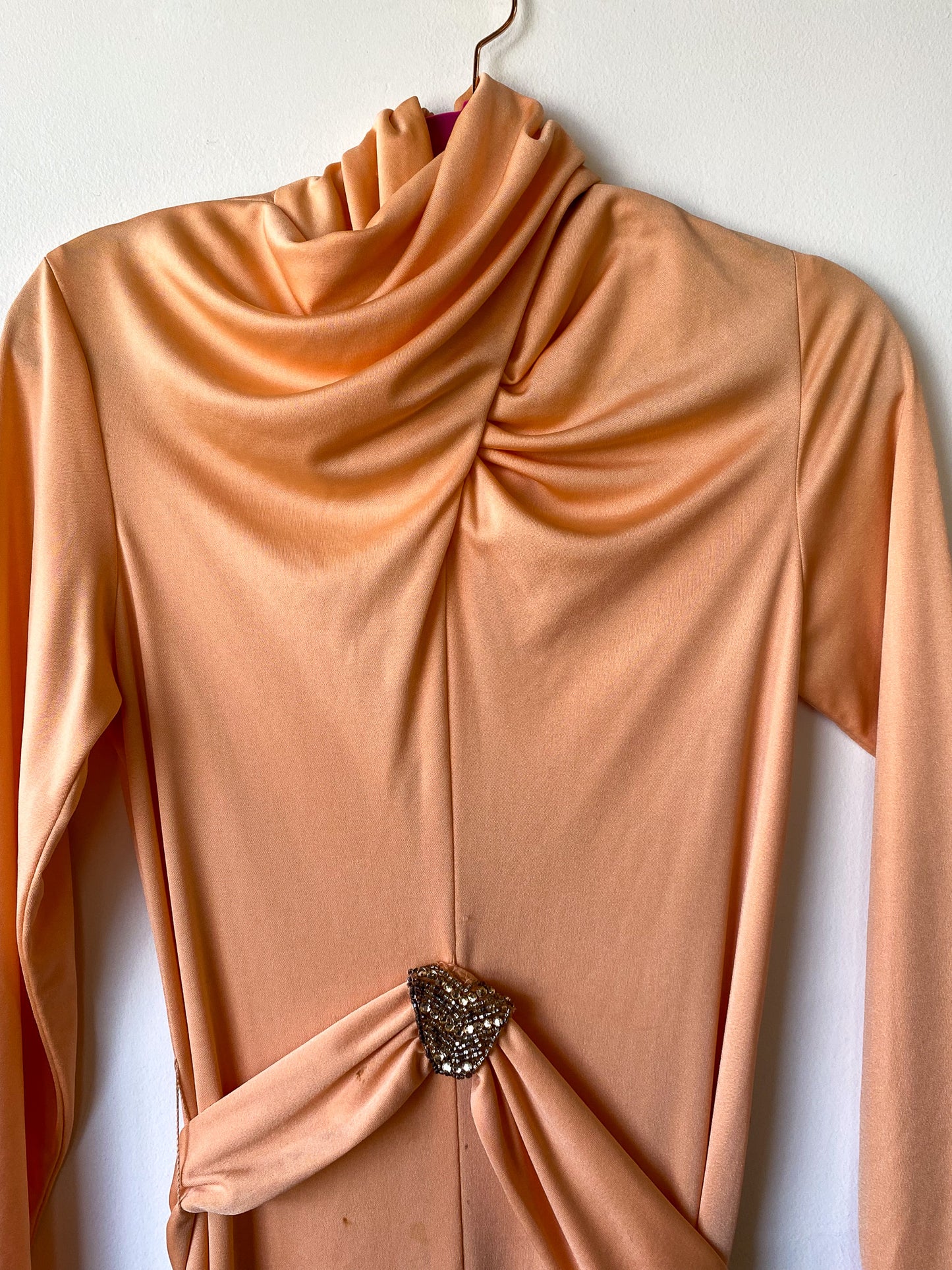 VINTAGE PEACH 70'S DISCO GOWN