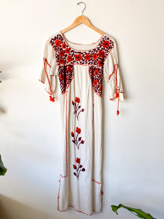 CUSTOM HAND EMBROIDERED FLORAL BOHO MAXI DRESS